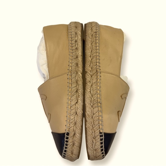 Authentic CHANEL CC Beige/Black Espadrilles Size 8/38 - Picture 3 of 7